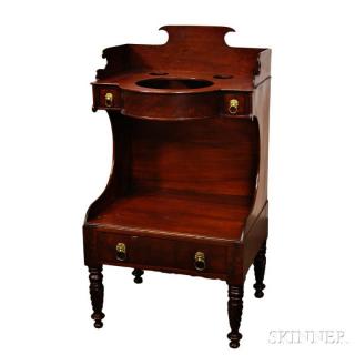 Appraisal: Classical Mahogany Washstand America early th century the scrolled gallery