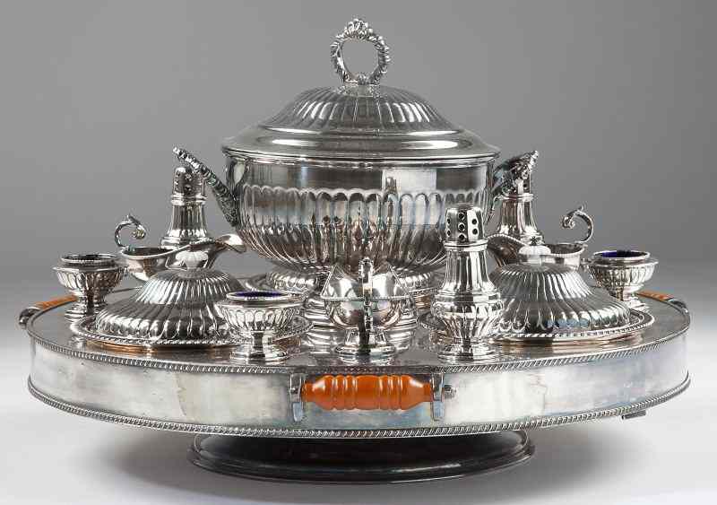 Appraisal: Vintage Silverplate Revolving Supper Serverstamped ''Made In Sheffield England'' first-quarter