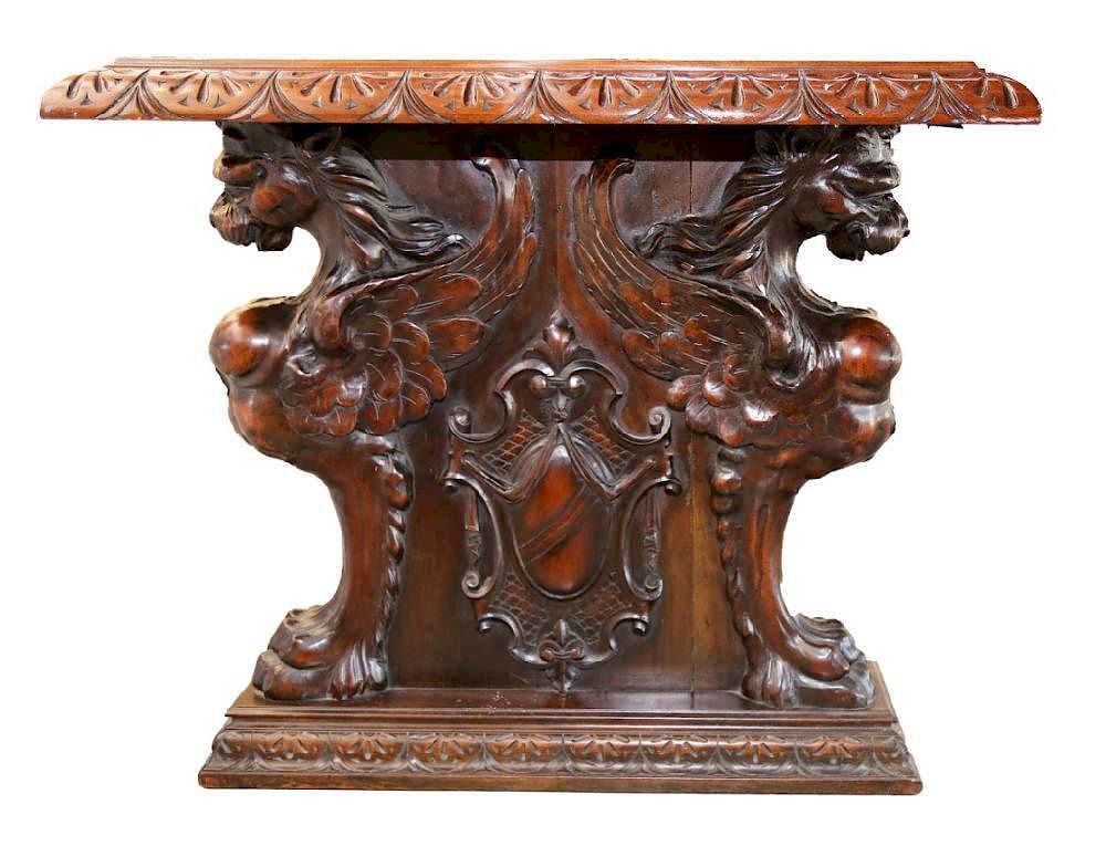 Appraisal: An Italian Baroque Style Walnut Library or Refectory Table American