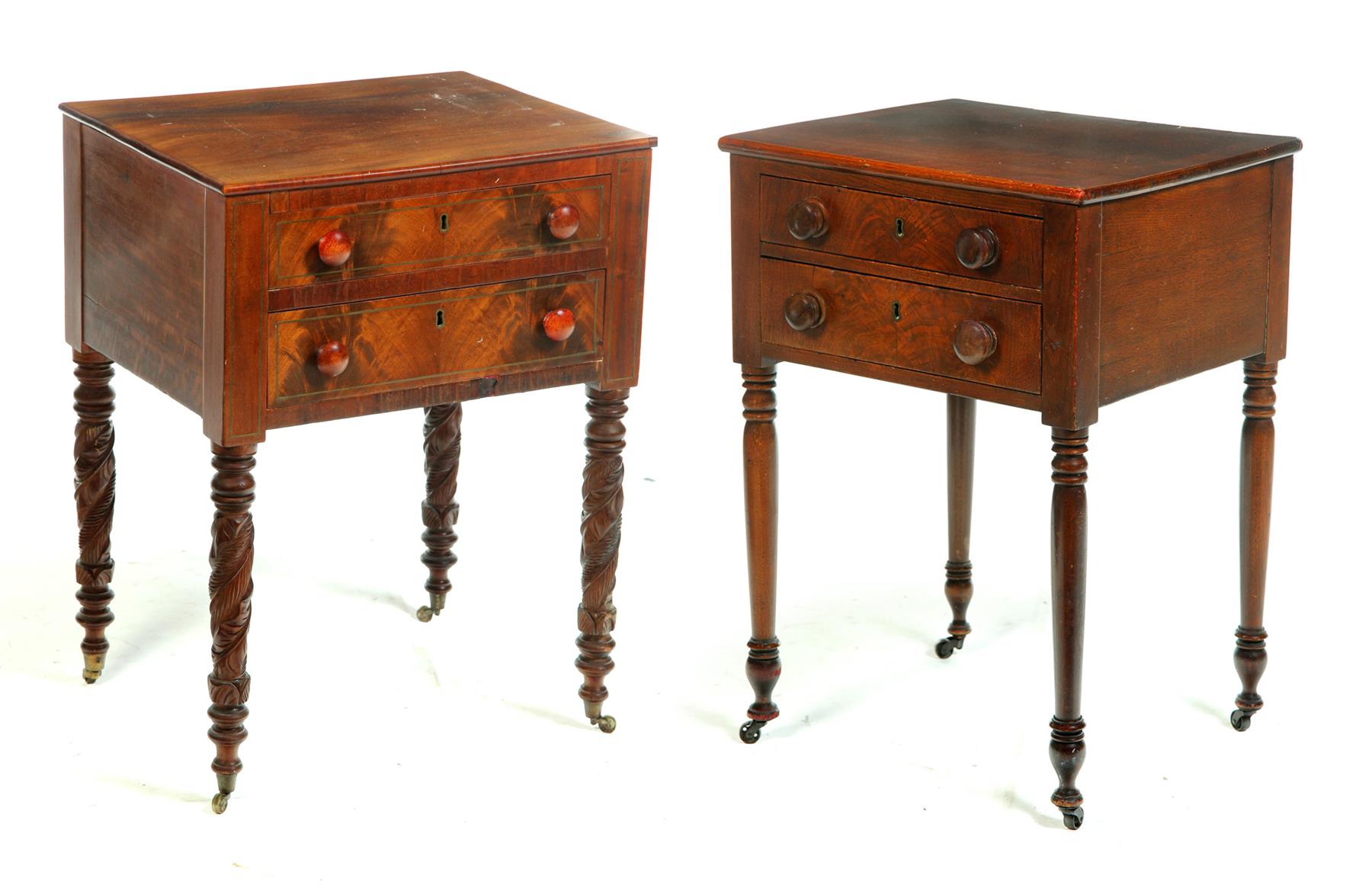 Appraisal: TWO AMERICAN CLASSICAL STANDS - mahogany and poplar Figured veneer