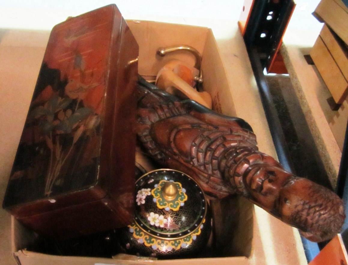 Appraisal: A group of collectables including a hardwood carving a ginger