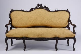 Appraisal: th c French carved oak settee w th century French