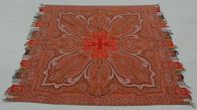 Appraisal: Red paisley wool cover or spread x