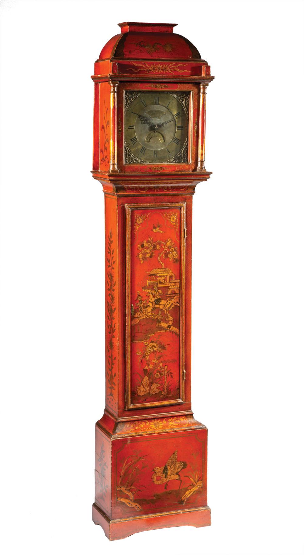 Appraisal: George III Chinoiserie Tall Case Clock early thc brass dial