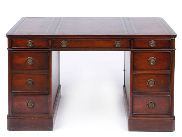 Appraisal: A George III style mahogany pedestal desk height in width