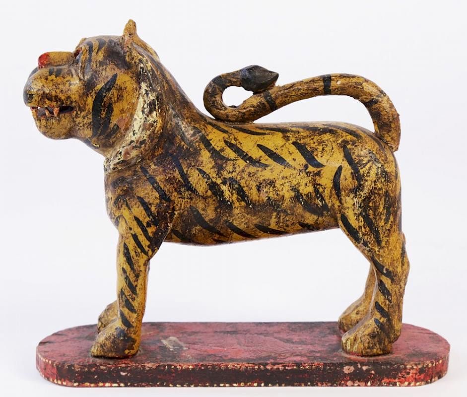 Appraisal: Southeast Asian Carved and Painted Wood Figure of a Tiger