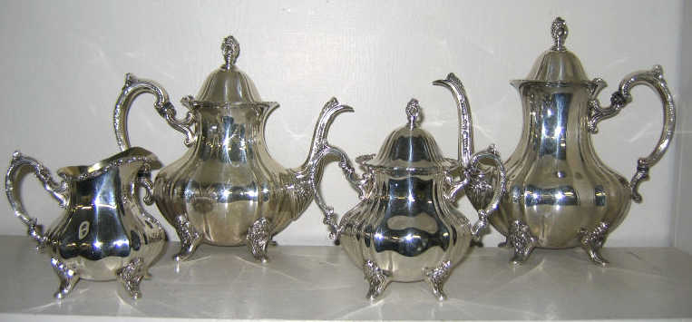 Appraisal: POOLE SILVER CO LANCASTER ROSE TEA COFFEE SET Plated silver