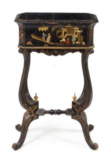 Appraisal: A Regency Style Ebonized and Parcel Gilt Jardiniere on Stand