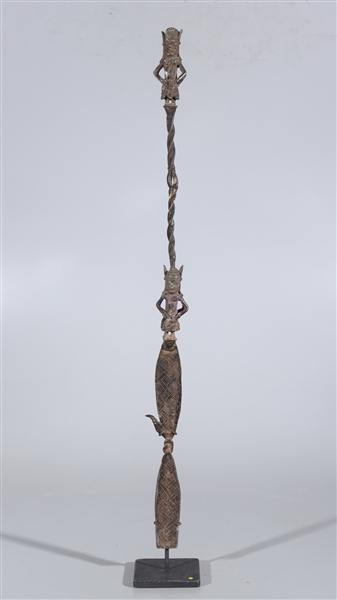 Appraisal: Early th century African tribal metal scepter with sculpted figures