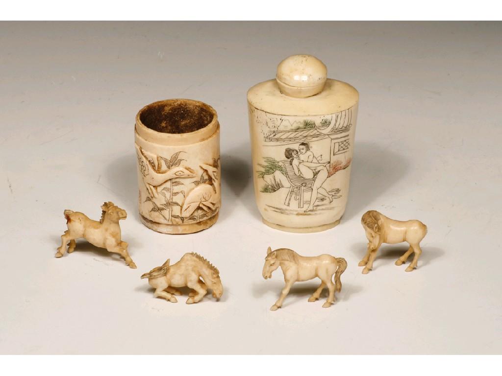 Appraisal: AN ORIENTAL IVORY SCENT BOTTLE high A similar napkin ring