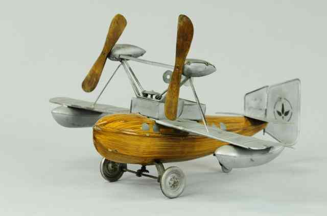 Appraisal: BING AMPHIBIAN AIRPLANE Interesting clockwork duo motor single wing plane