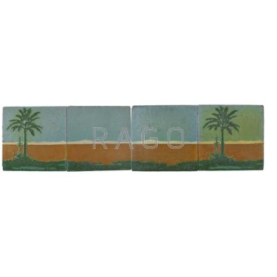 Appraisal: GRUEBY Rare tile frieze with palm trees Boston MA ca