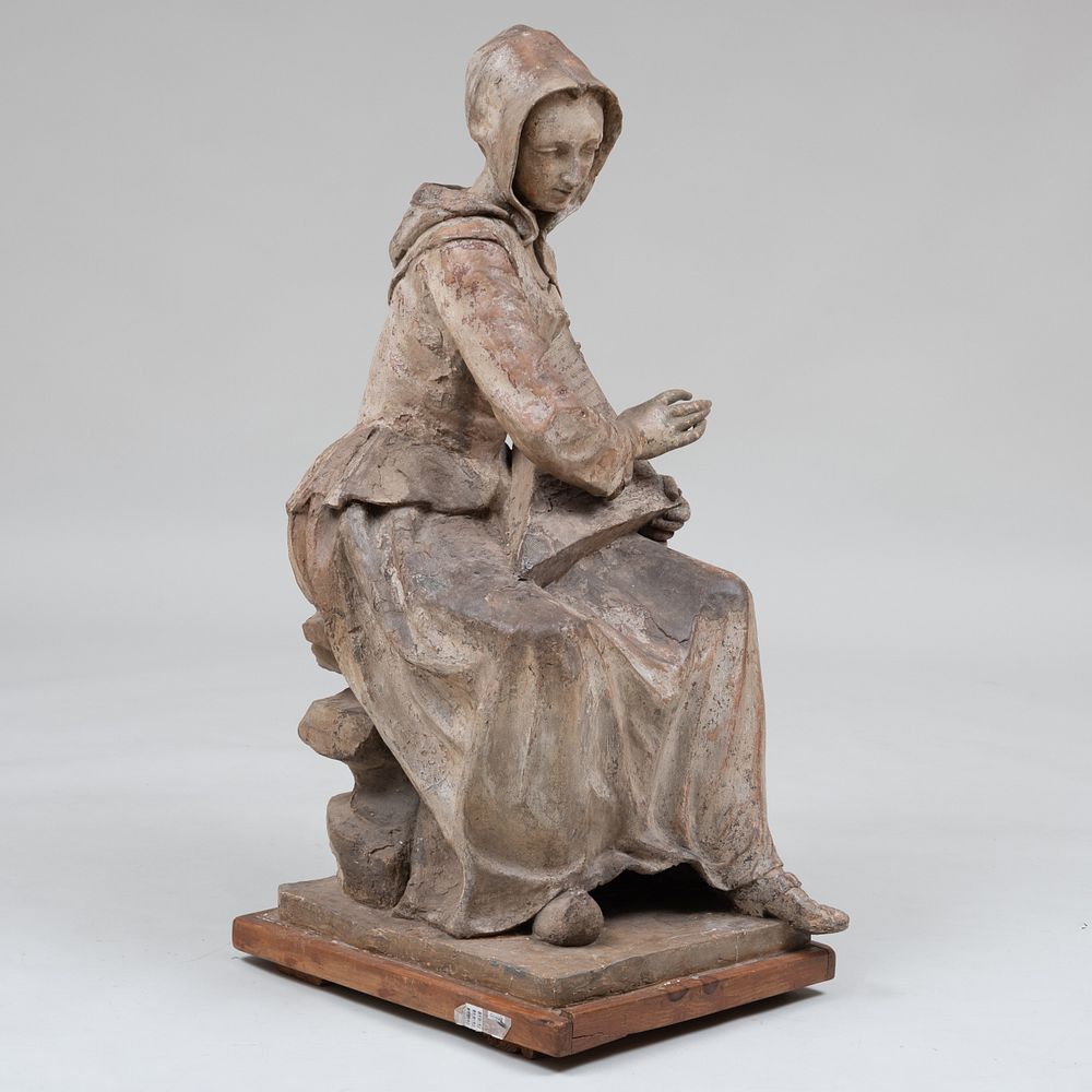 Appraisal: French Painted Terracotta Model of a Woman in Period Costume