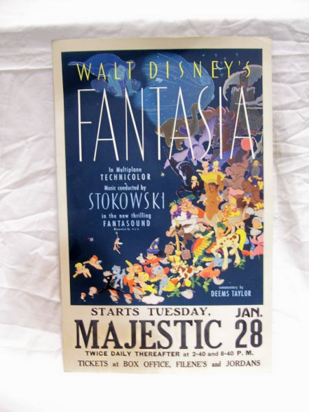 Appraisal: Original Walt Disney Fantasia Cinema Poster Heavy stock poster board