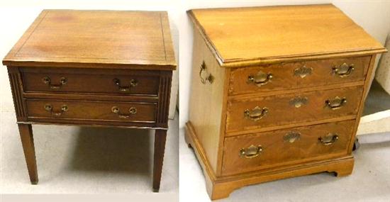 Appraisal: Two mahogany end tables one two drawer '' h x