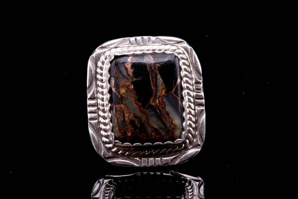 Appraisal: Navajo Sterling Silver Stromatolite Signed Ring Featured in this lot