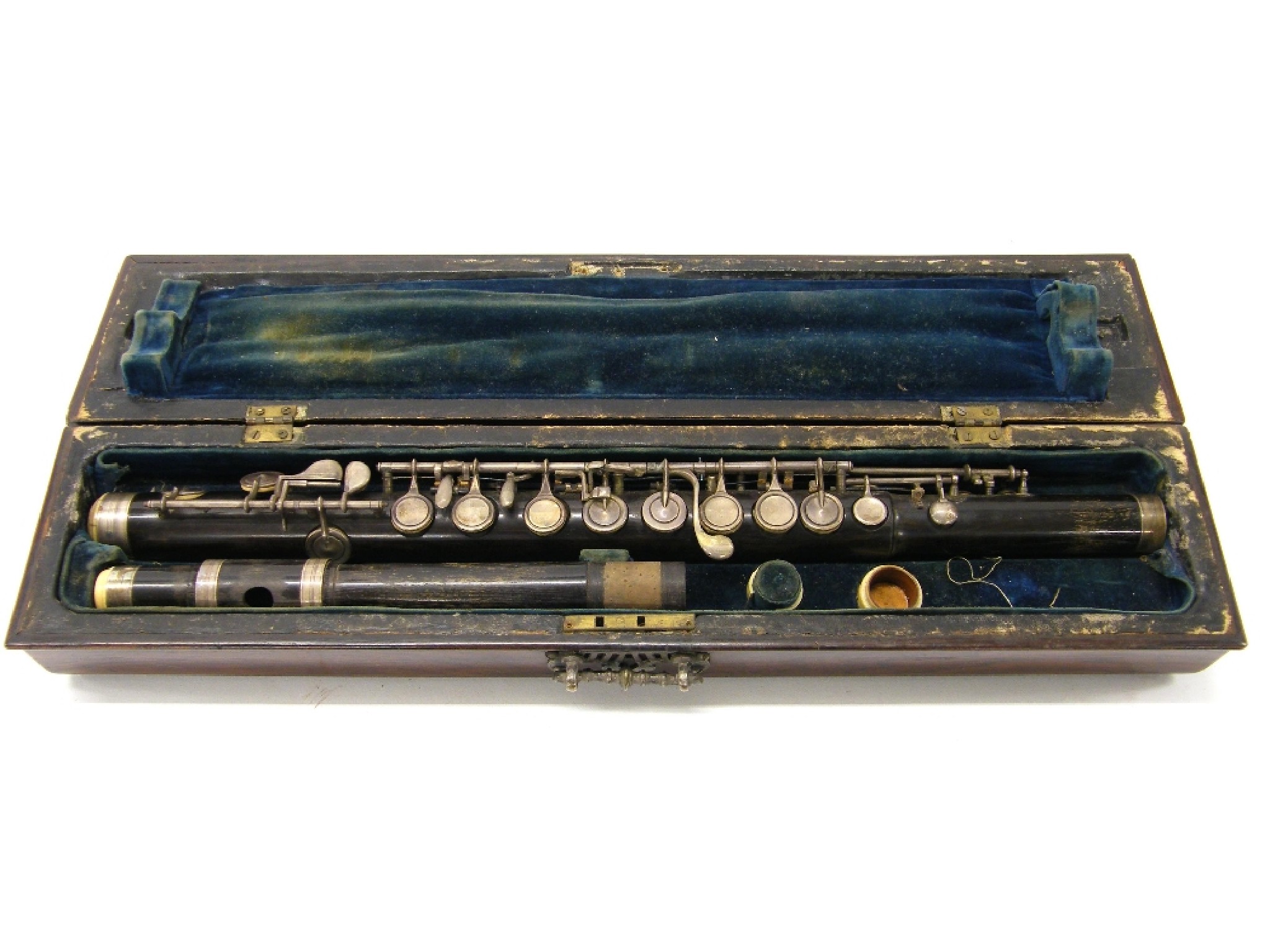 Appraisal: Interesting cocuswood Boehm system flute of curious design probably English