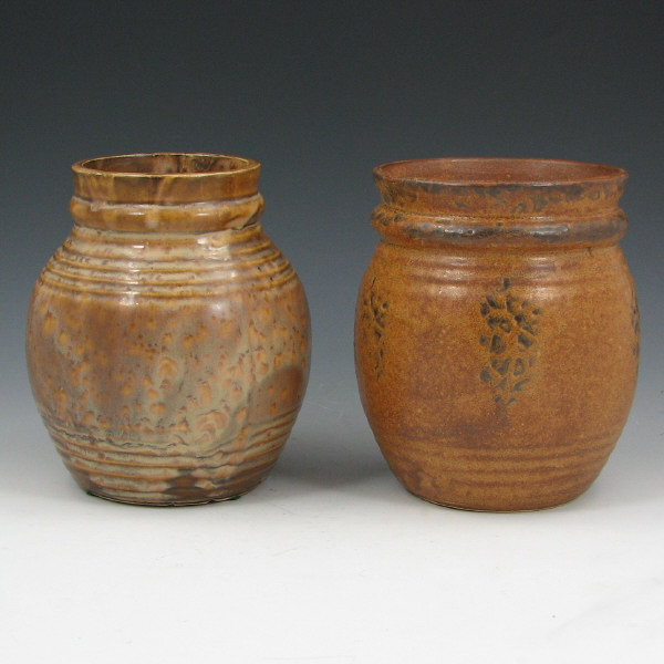 Appraisal: McCoy Matte Brown Vases Two - Unusual Lot of two