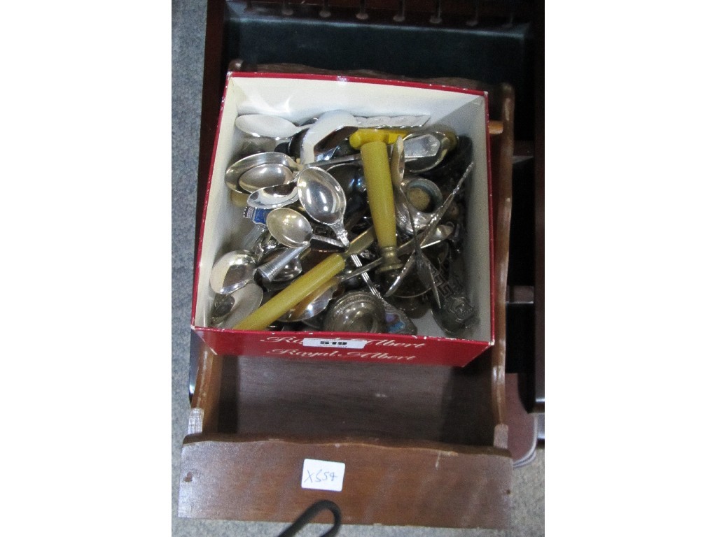 Appraisal: Lot comprising box of souvenir spoons and four display racks