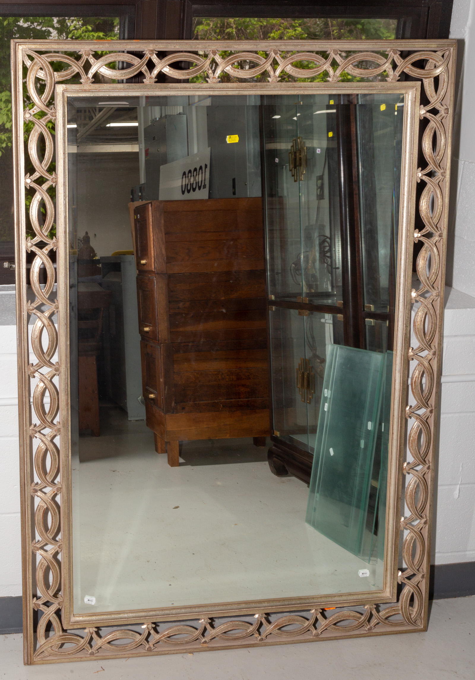 Appraisal: NEOCLASSICAL STYLE MIRROR Dated heavy plate glass mirror with beveled