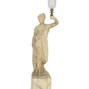 Appraisal: A Neoclassical Style Composition Figural Torchere on a Painted Faux