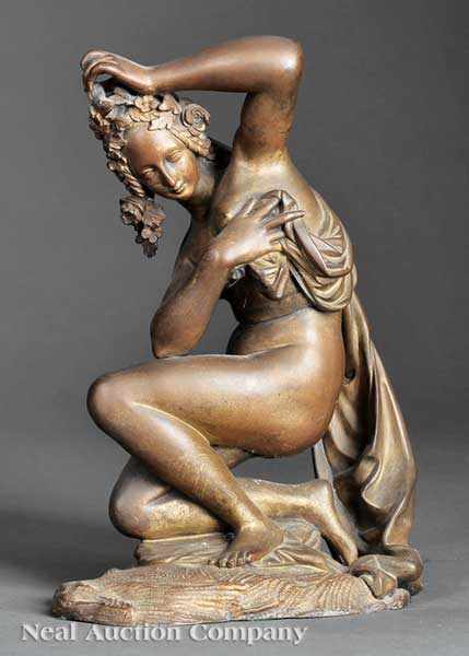 Appraisal: Continental School th c Bronze Statuette of a Crouching Venus