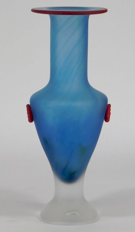 Appraisal: Swedish Kosta Boda Blue Red Art Glass Vase Sweden th