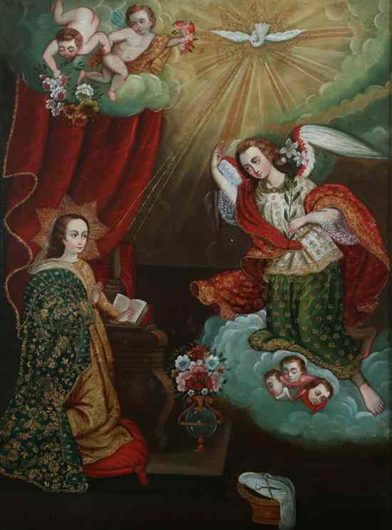 Appraisal: CUZCO SCHOOL th century THE ANNUNCIATION oil on canvas -