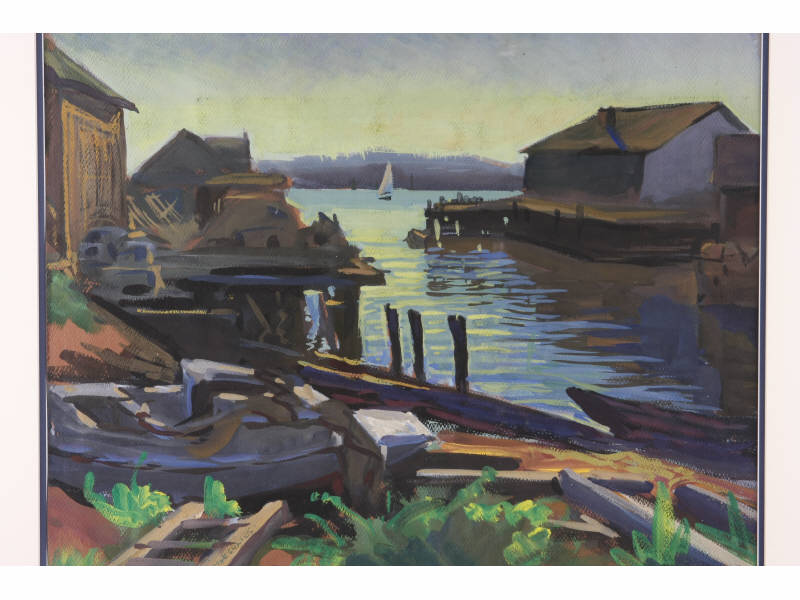 Appraisal: Joseph Margulies NY - Harbor View mixed media on paper