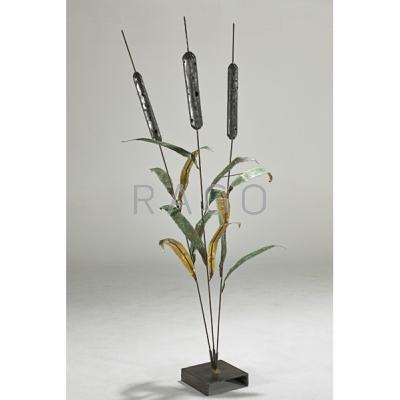 Appraisal: STYLE OF C JERE Oversized cattail sculpture USA s Patinated