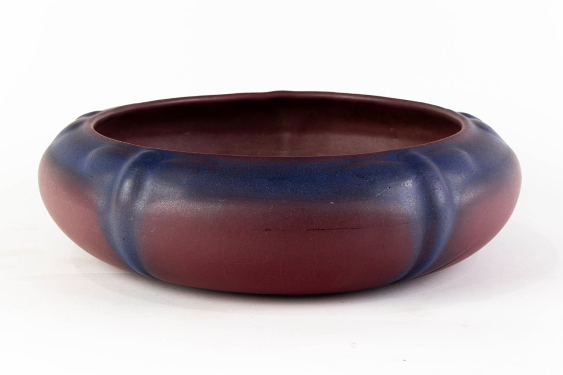 Appraisal: Van Briggle matte mauve and cranberry glazed low bowl incised