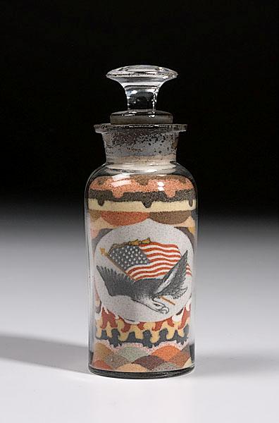 Appraisal: SANDBOTTLE WITH EAGLE AND SHIP ATTRIBUTED TO ANDREW CLEMENS in