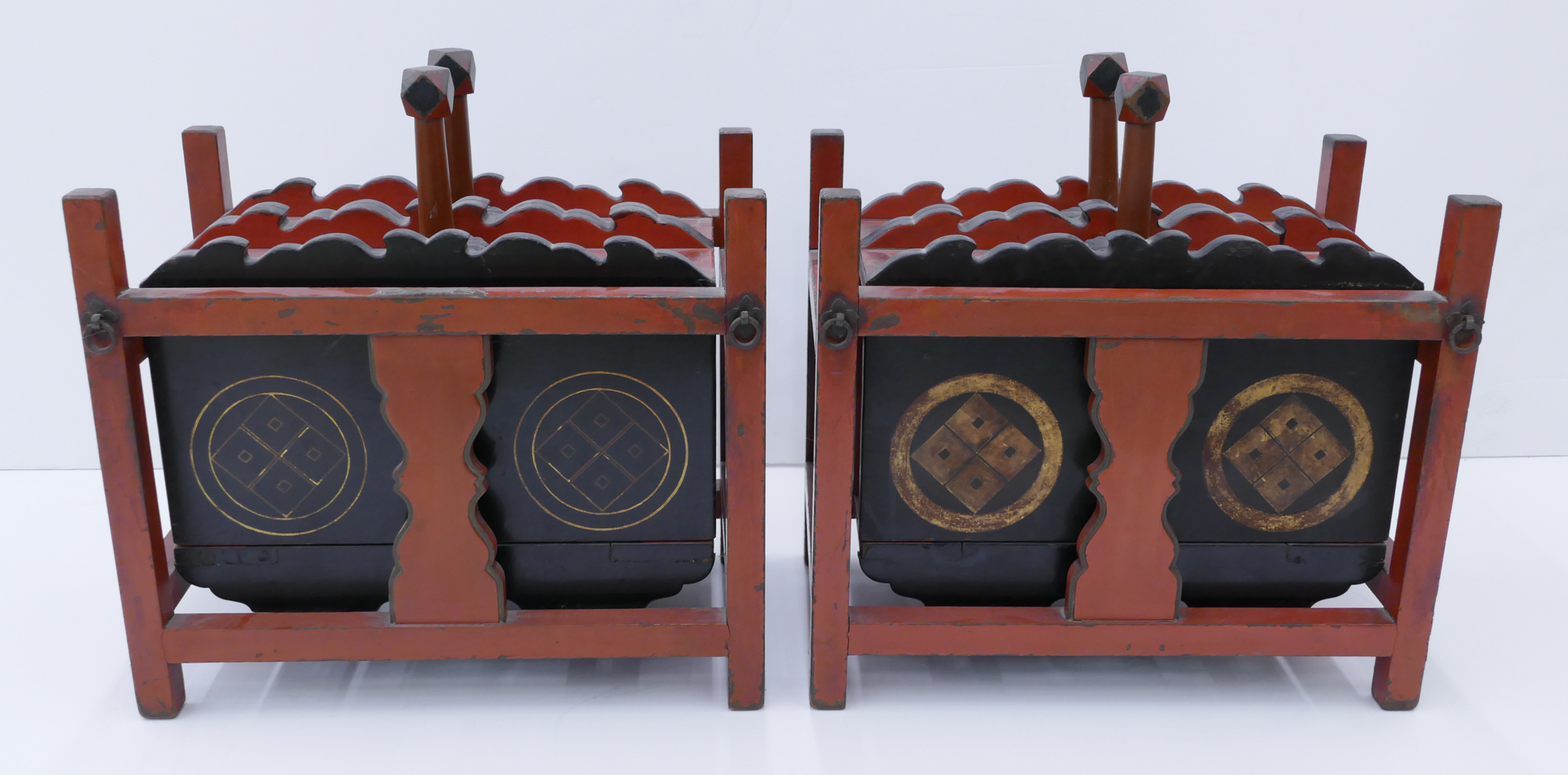 Appraisal: Pair Japanese Edo Meiji Lacquered Sake Casks ''x ''x ''