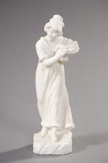 Appraisal: Florentine Carved Carrara Marble Figure depicting a smiling seller of