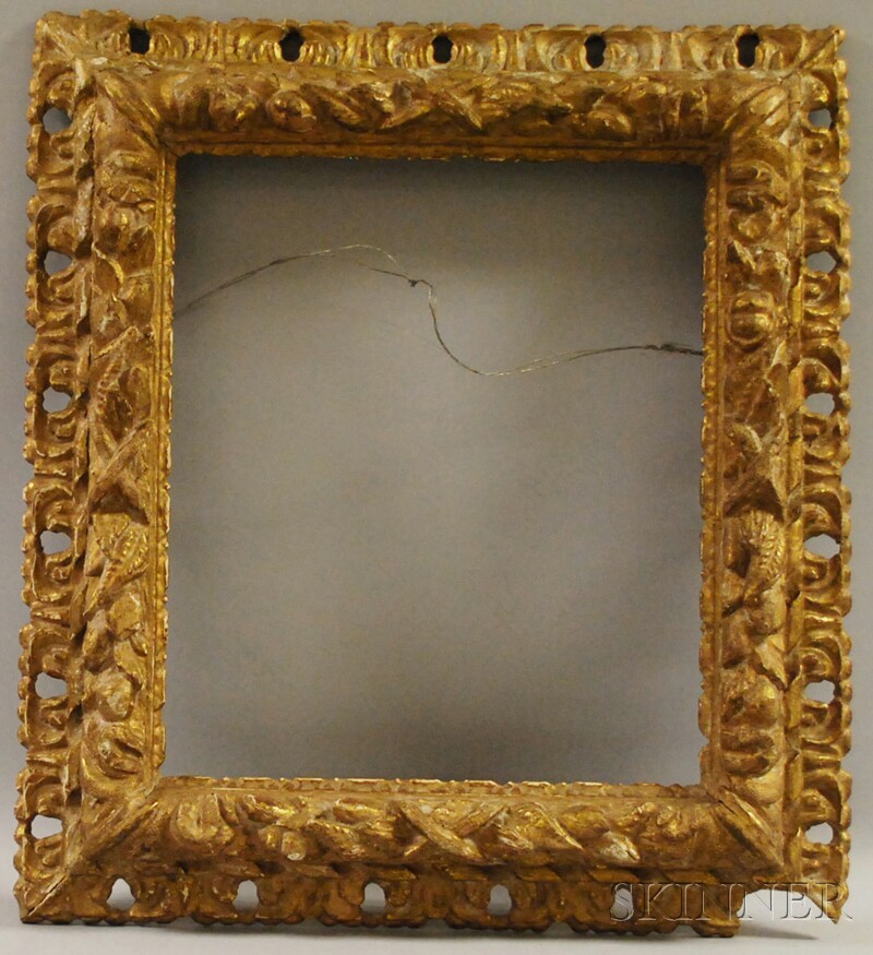 Appraisal: Baroque-style Carved Giltwood Frame th century exterior x interior x