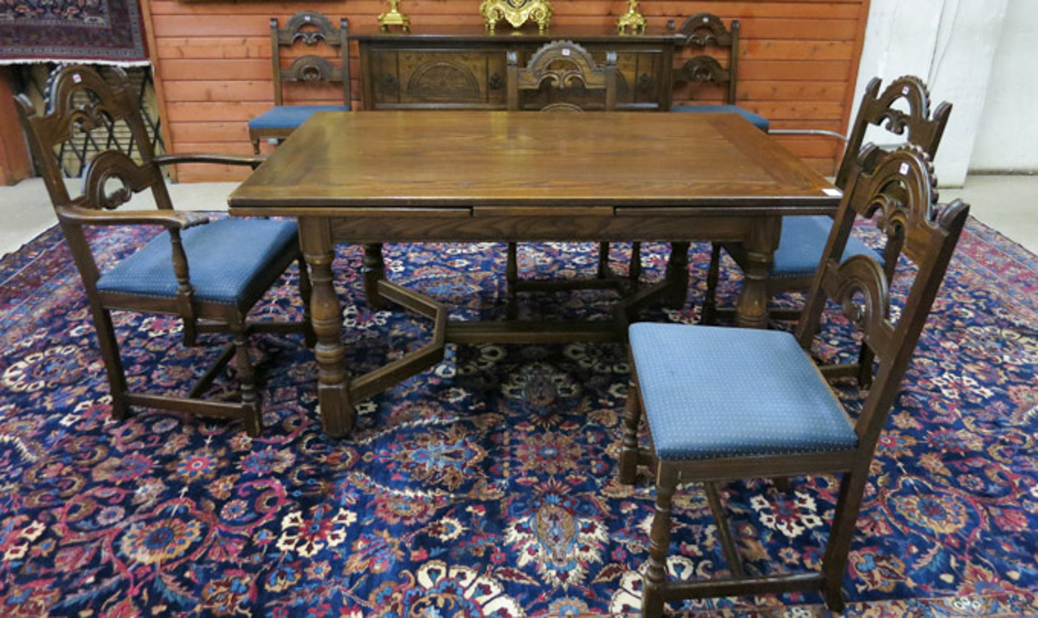 Appraisal: EIGHT-PIECE OAK DINING SET Berkey Gay Furniture Co Grand Rapids