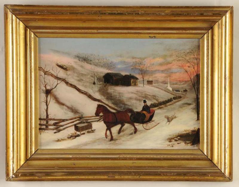 Appraisal: American Oil on Canvas Winter Landscape Description Dated Possibly New