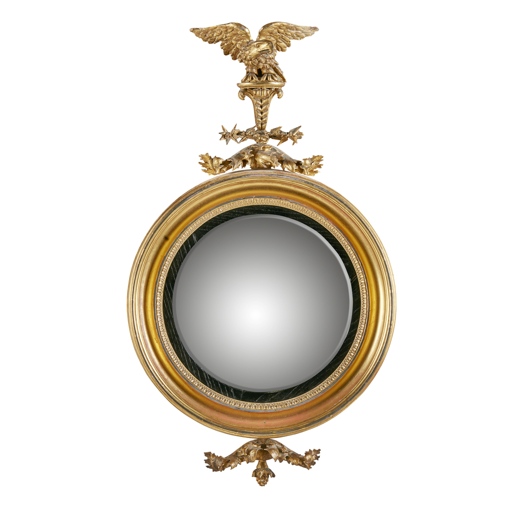 Appraisal: SMALL REGENCY GILTWOOD CONVEX MIRROR EARLY TH CENTURY the circular