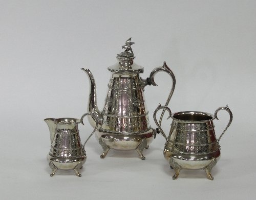 Appraisal: A silver plated three-piece coffee service the coffee pot with