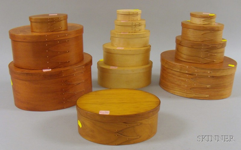 Appraisal: Thirteen Graduated and Assorted Modern Shaker-style Oval Wooden Boxes and