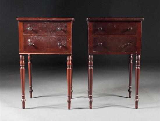 Appraisal: Pair of Potthast Brothers Federal style mahogany two-drawer worktables Baltimore