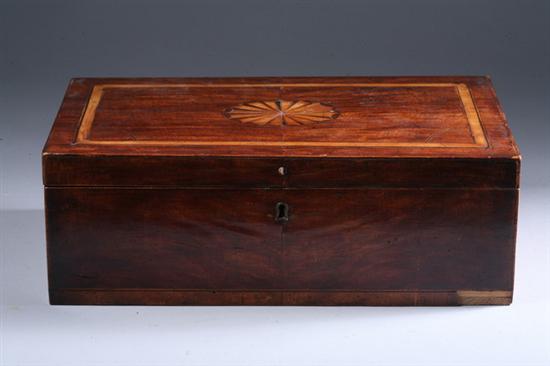 Appraisal: REGENCY INLAID MAHOGANY JEWEL BOX early th century Rectangular the