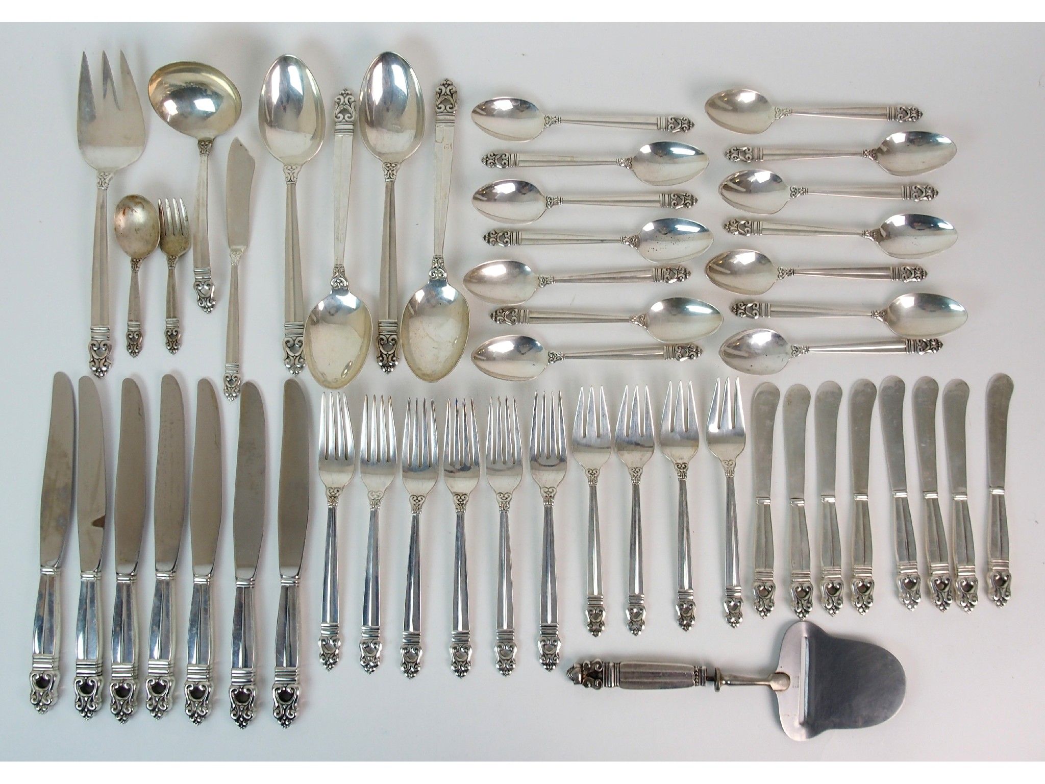 Appraisal: An American sterling silver part cutlery setin The Royal Danish