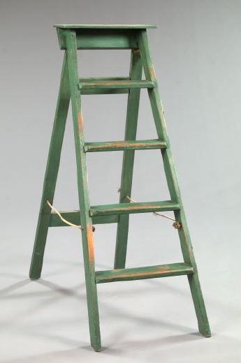 Appraisal: French Provincial Polychromed Five-Step Folding Ladder early th century the