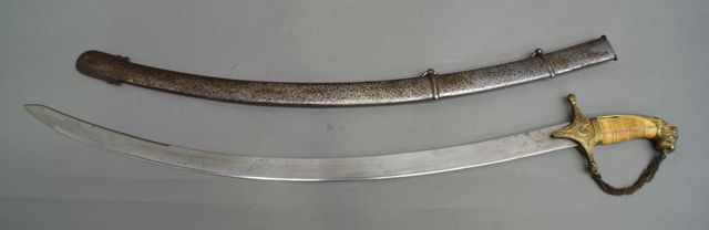 Appraisal: A British Light Cavalry Officer's sword inch curved etched blade