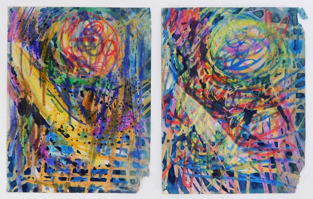 Appraisal: PAIR TARO YAMAMOTO ABSTRACT EXPRESSIONIST DRAWINGS California Connecticut New York