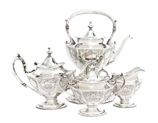 Appraisal: An American Sterling Silver Tea Set Reed Barton comprising hot