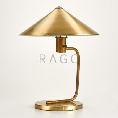 Appraisal: KURT VERSEN Table lamp USA ca Brushed aluminum brass Unmarked