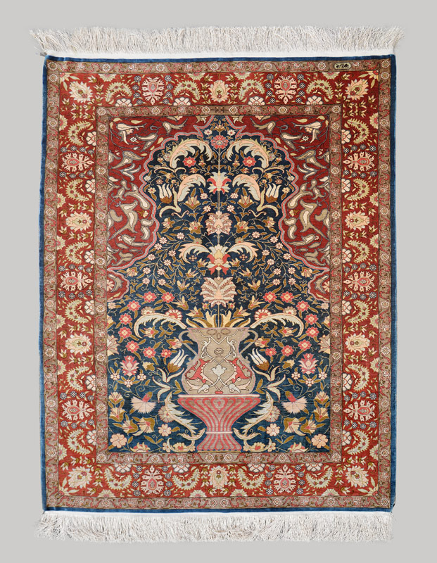 Appraisal: SIGNED HEREKE SILK CARPET ' '' X ' A rarely