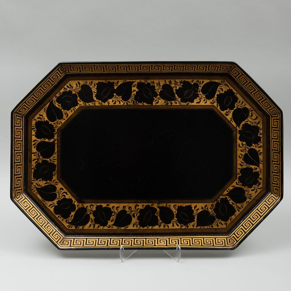 Appraisal: English Octagonal Papier Mache Tray and an Indian Shaped Papier